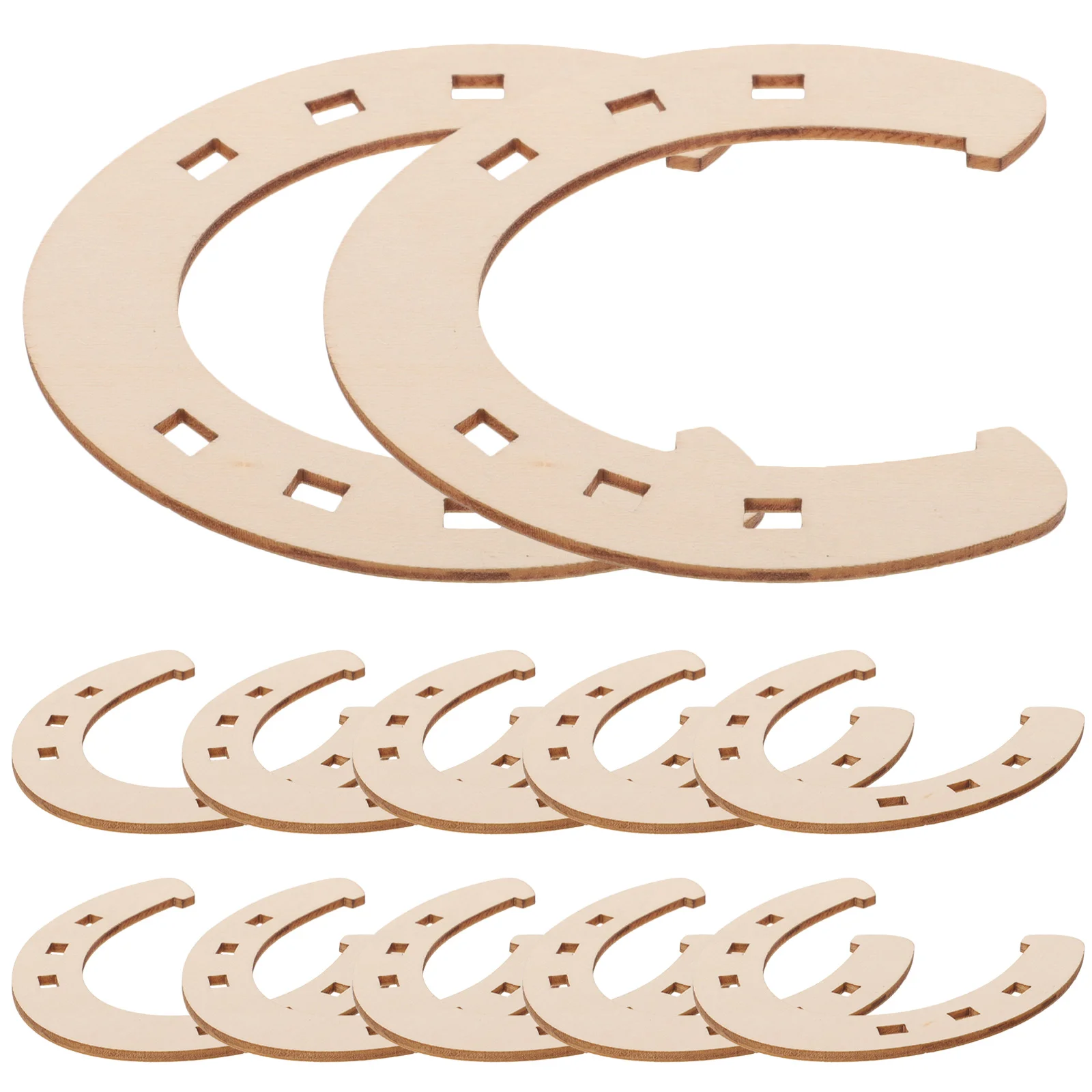 24 Pcs Horseshoe Decoration Decoupage Paper Wood Plaques for DIY Craft Wooden Slices Unfinished Cutout Graffiti Modeling