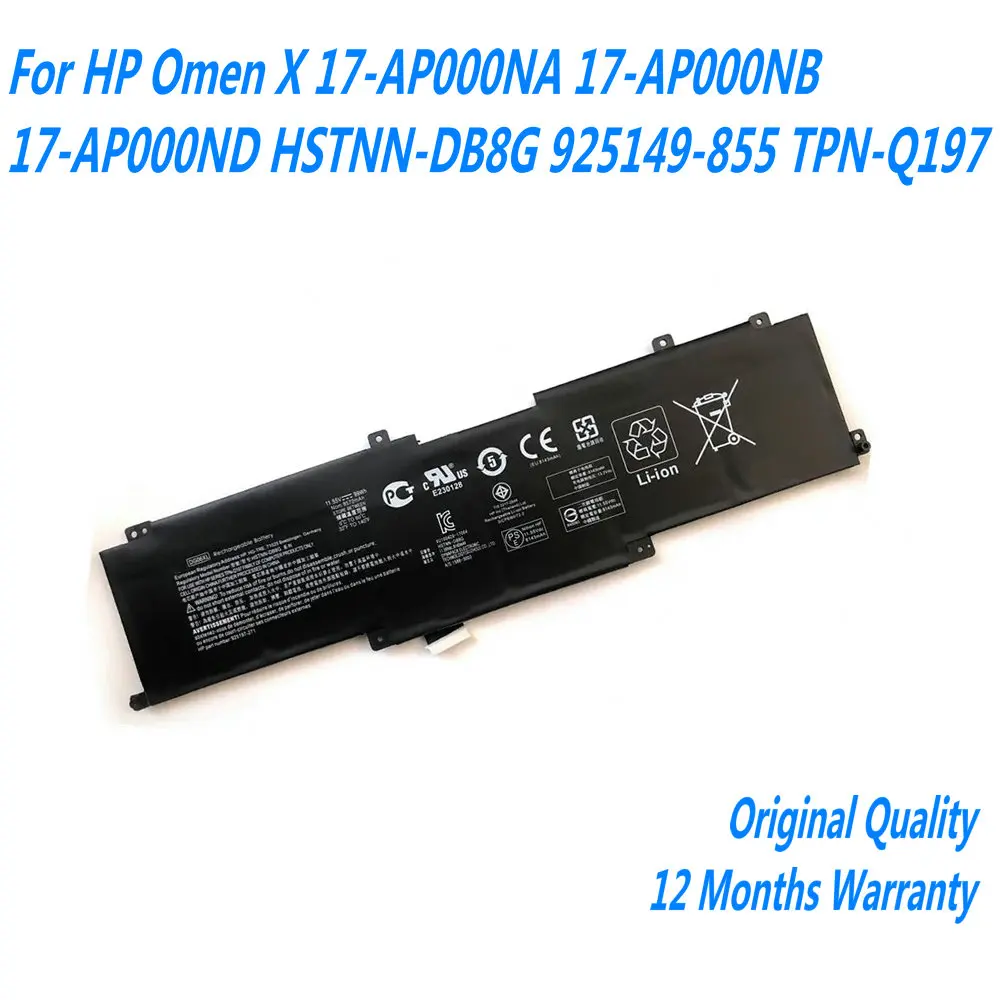 

NEW 11.55V 99WH DG06XL Laptop Battery For HP Omen X 17-AP000NA 17-AP000NB 17-AP000ND HSTNN-DB8G 925149-855 TPN-Q197