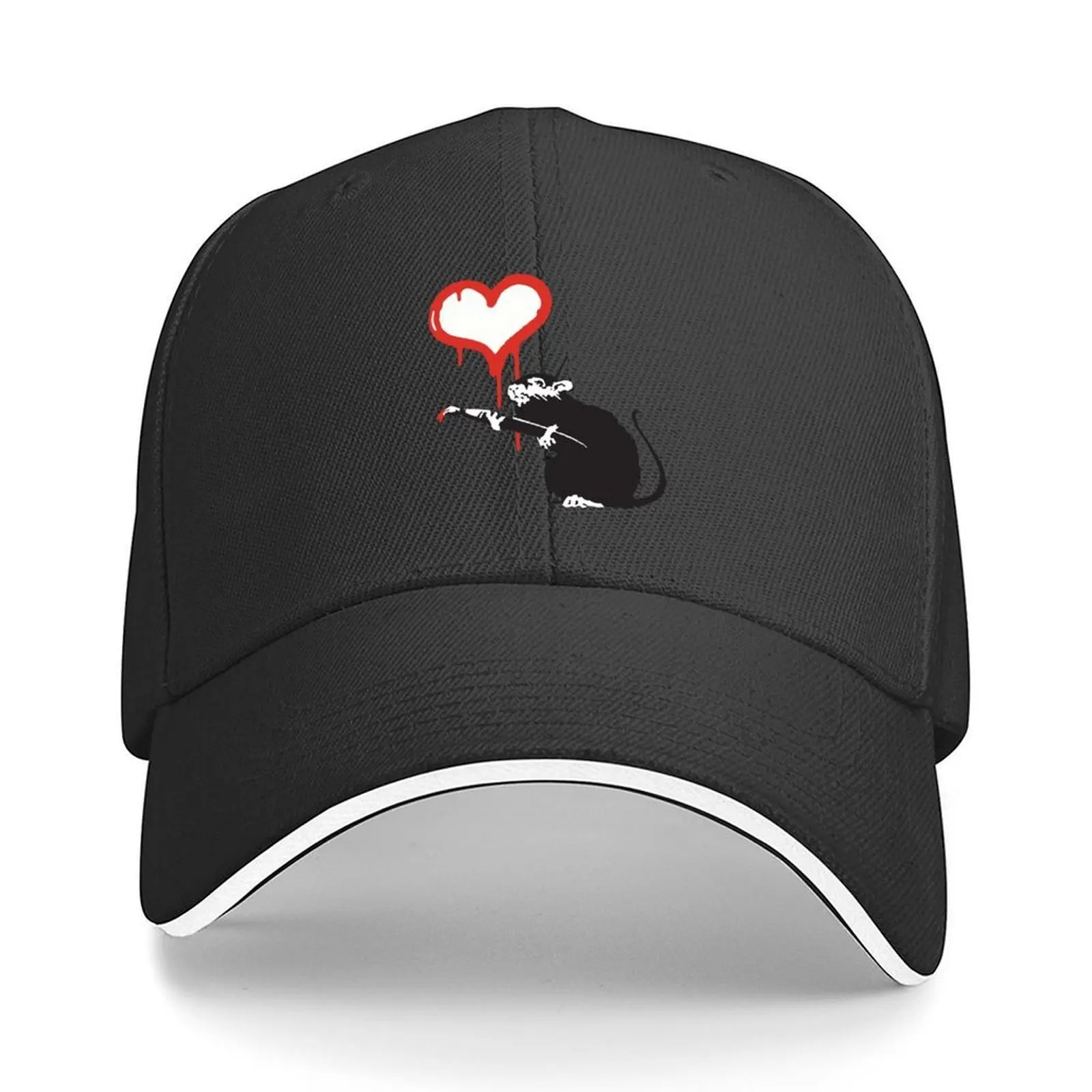 

Banksy Hearts rat with remote control mind control Graffiti Street art with Banksy signature tag HD Baseball Cap