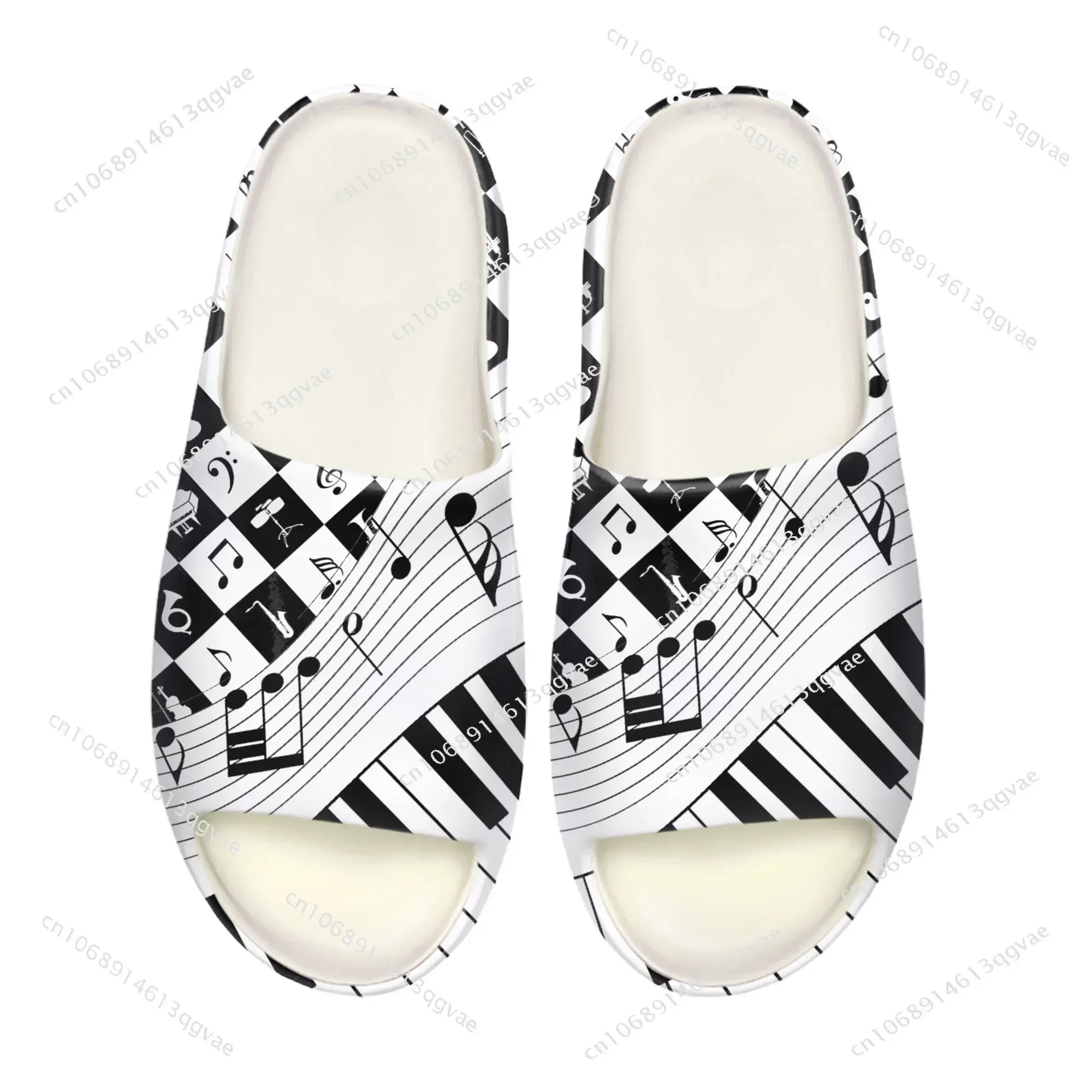 Musical Notes Pattern Soft Sole Sllipers Home Clogs Step on Water Shoes Mens Womens Teenager Beach Customize on Shit Sandals