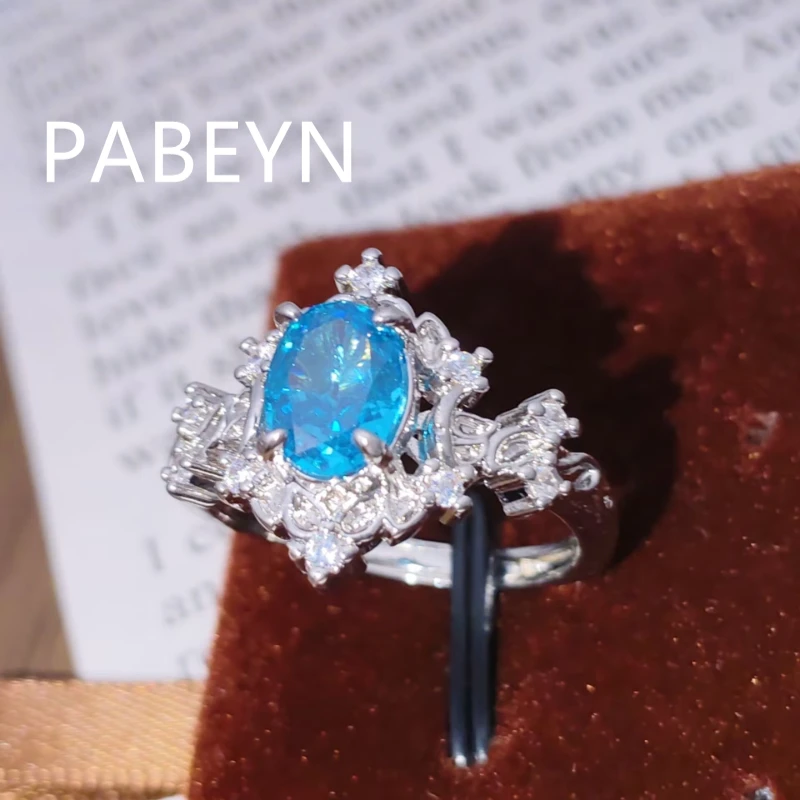 925 Sterling Silver Fashion Light Luxury Ice Flower Cut Egg Shaped Zircon Corolla Ring Birthday Anniversary Gift Ladies Jewelry