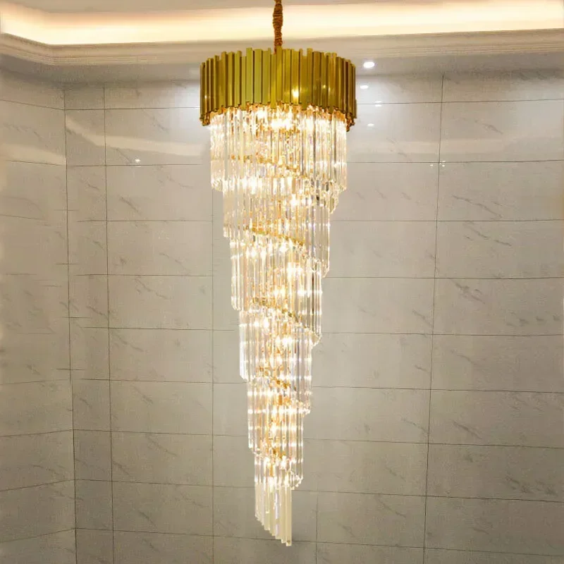 

Staircase Chandelier Long Chandelier Modern Simple Light Luxury Villa Duplex Living Room Crystal Large Chandelier
