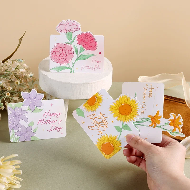 โรแมนติกดอกไม้ Happy Mother's Day Card 3D การ์ดอวยพรชุดโปสการ์ด Party สําหรับ ma's Day Decor ของขวัญสร้างสรรค์การ์ด 1-10 ชิ้น