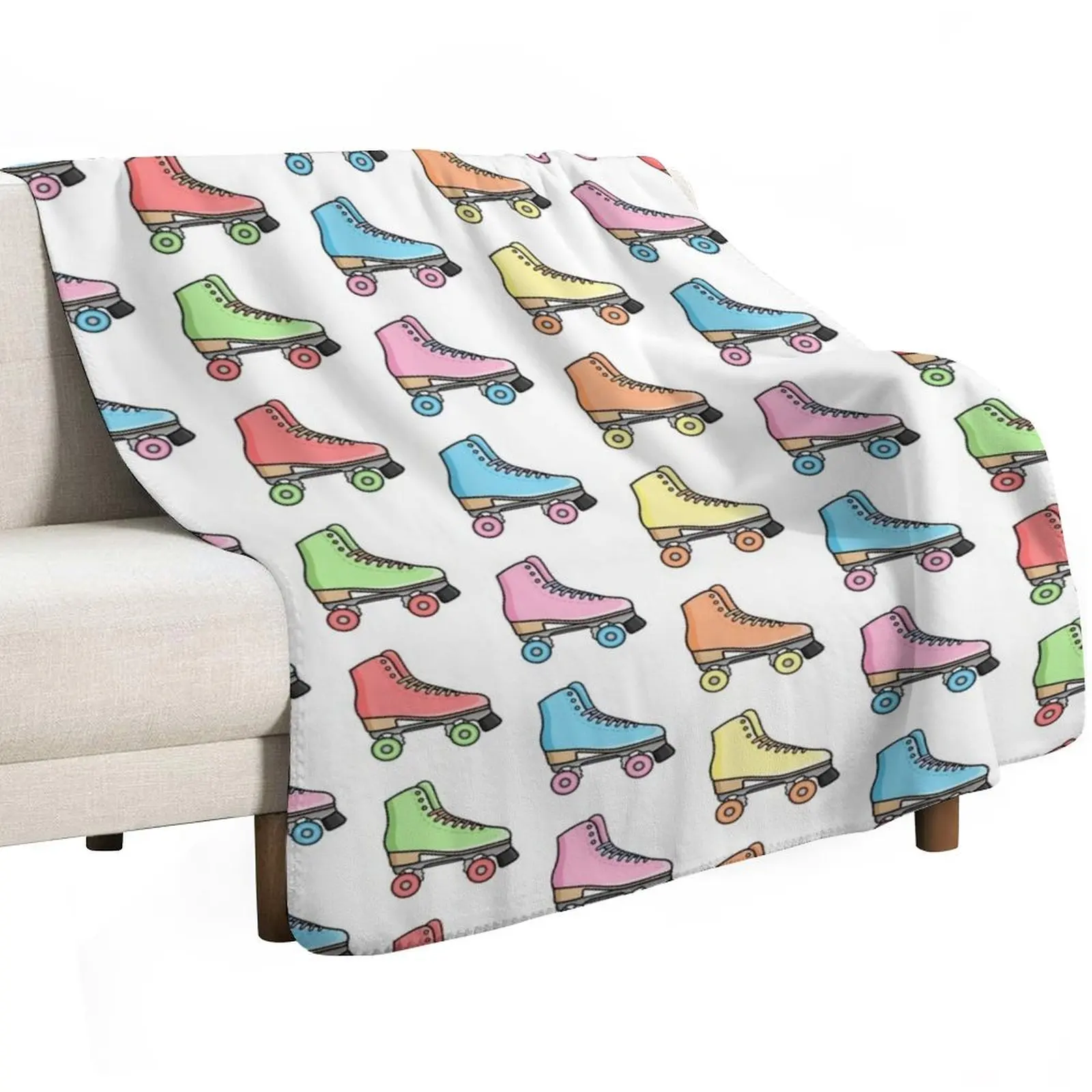 Cute Colorful Roller Skates Throw Blanket Bed Fashionable Designers Quilt Sofa Throw Personalized Gift Blankets