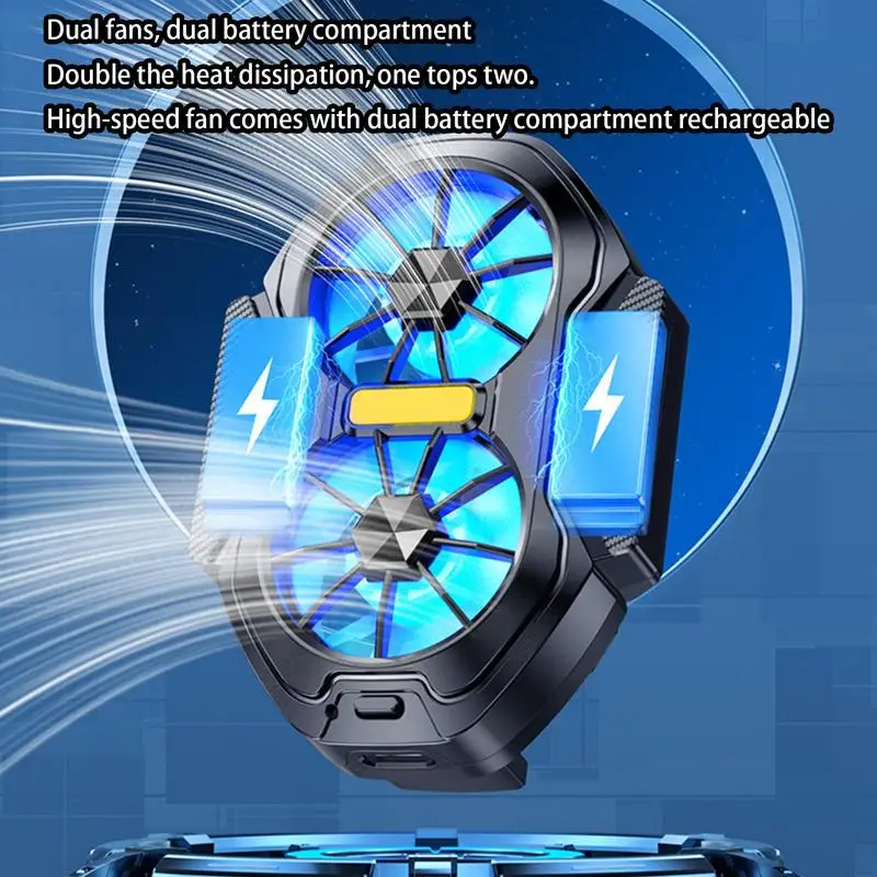 FS01 Dual Fan Rechargeable Mobile Phone Cooler Stronger Cooling Air Phone Radiator Mini Back Clip USB Radiator For 62-92mm Phone
