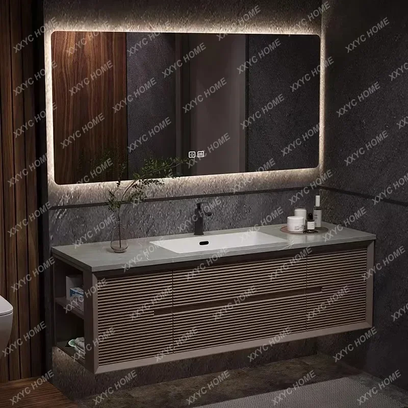 A Luxury Organizer Shelf Bathroom Cabinet Lighting Black Hotel Toilet Bathroom Cabinet Vanity Salle De Bain Armoire Furniture