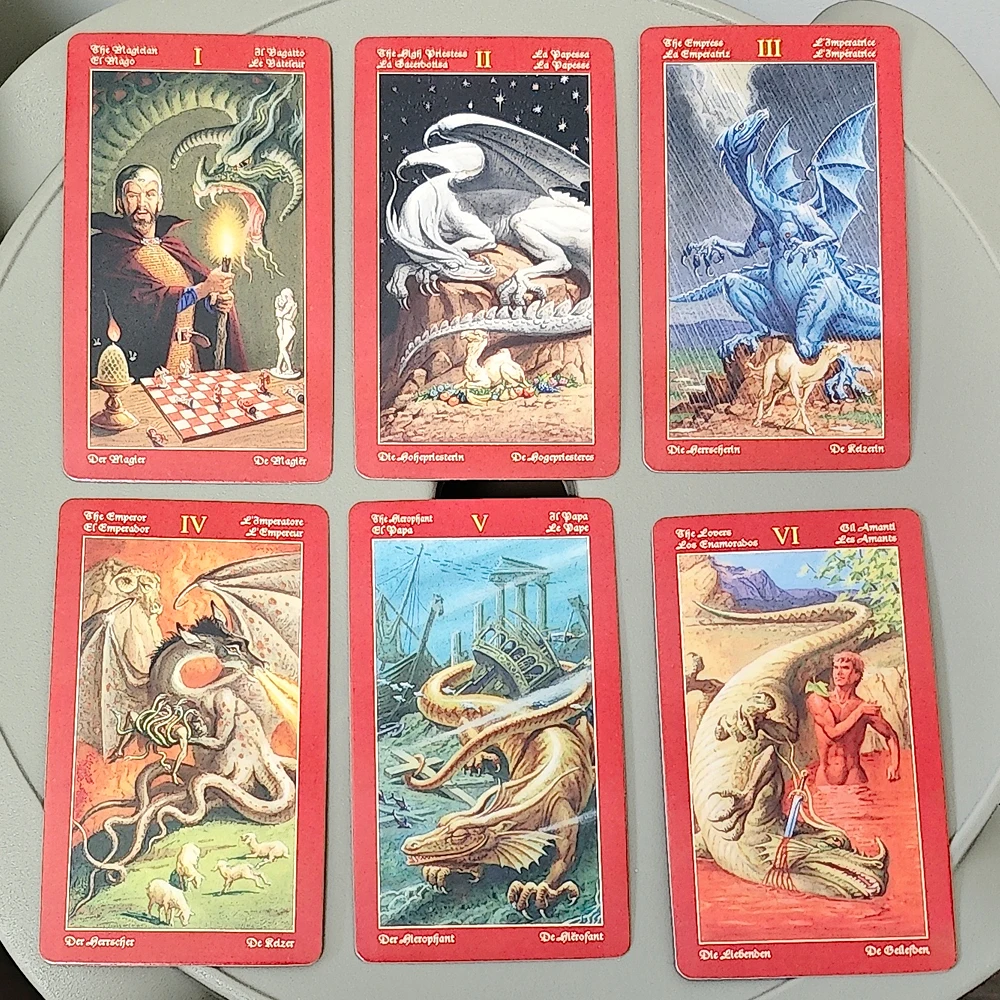 10.3*6cm - Dragons Tarot 78 Pcs Vintage Tarot Cards Makes Good Use of Dragons In Their Various Guises