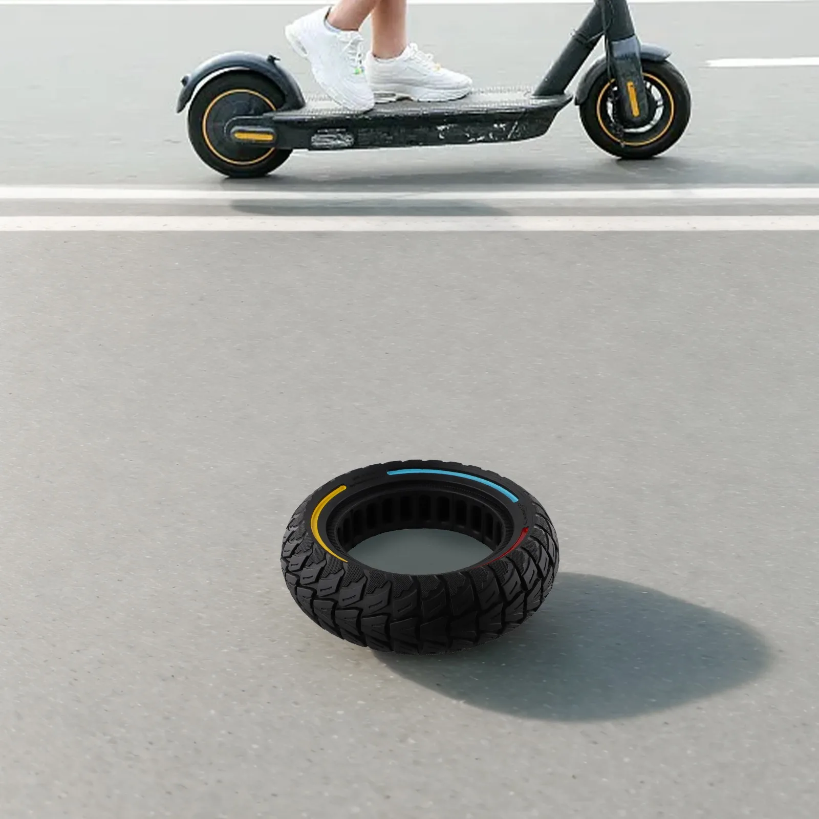 

For Commuting Black 10 Inch Tire Flat-proof Tire Resistant To Deformation Rubber Material Special Exterior Design Excellent Grip