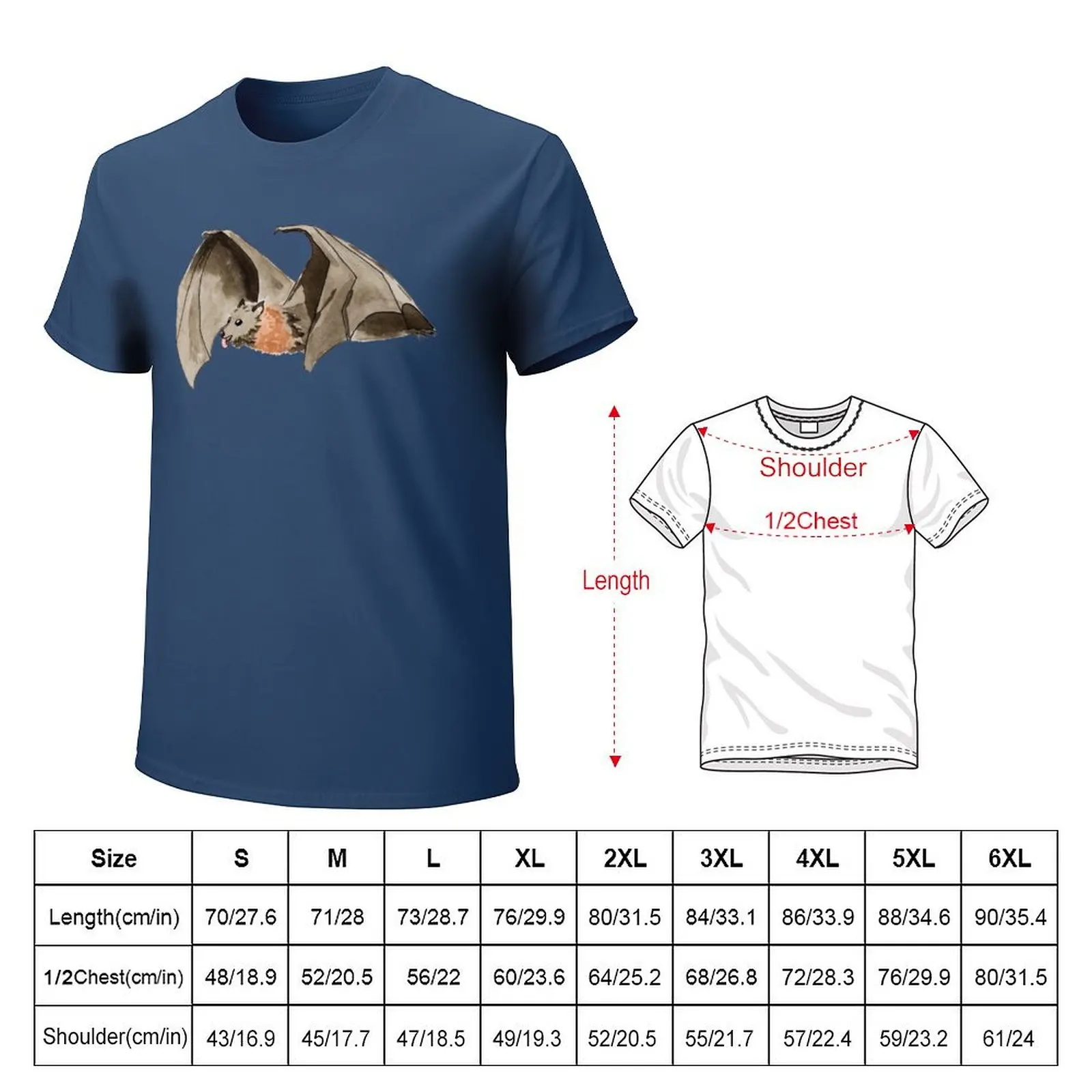 Funny Fruit Bat Watercolour T-Shirt blanks vintage clothes men clothings image 2