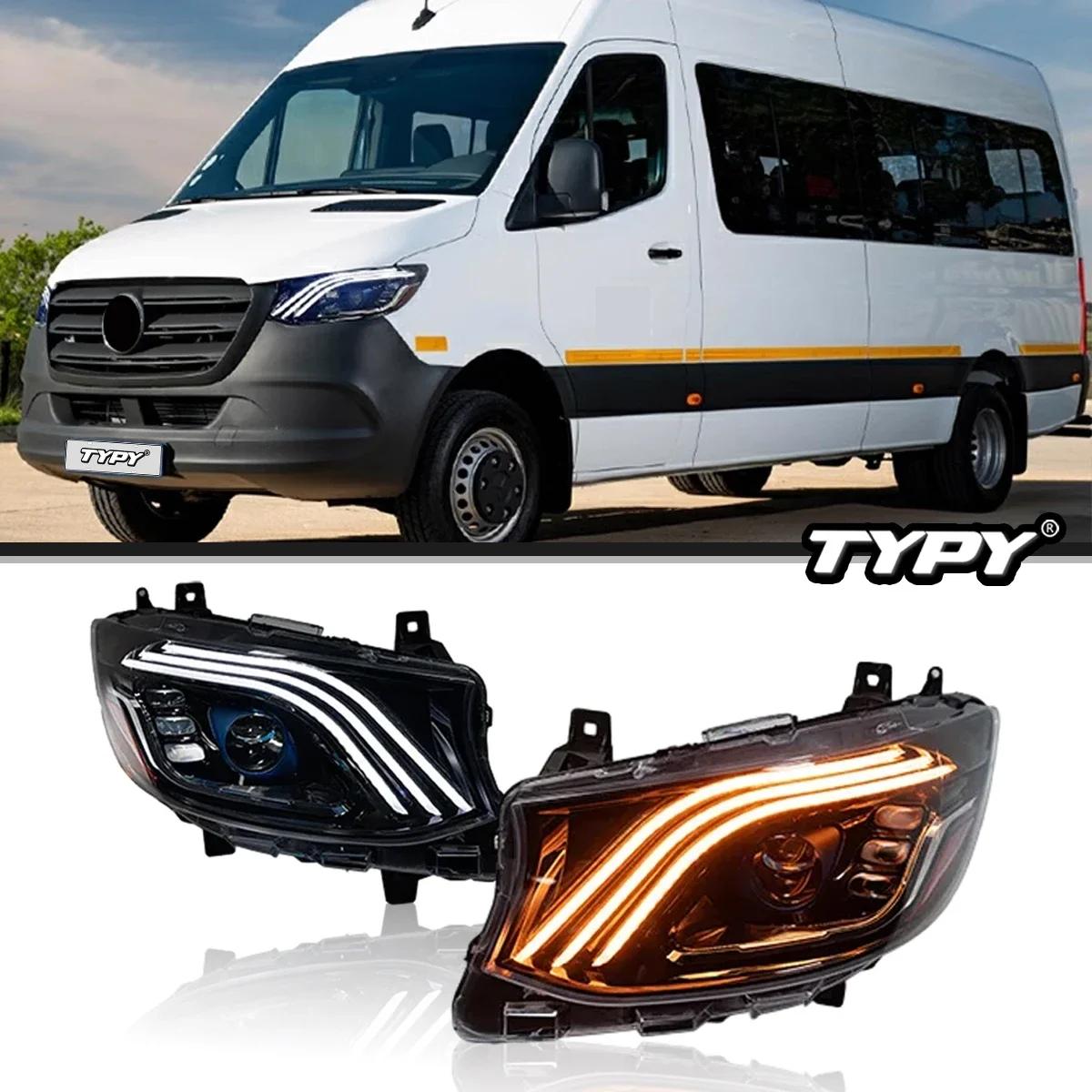 

Автомобильные фары для Benz Sprinter, фары 2018-2023, светодиодные фары проектора, дневные ходовые огни, автомобильные аксессуары