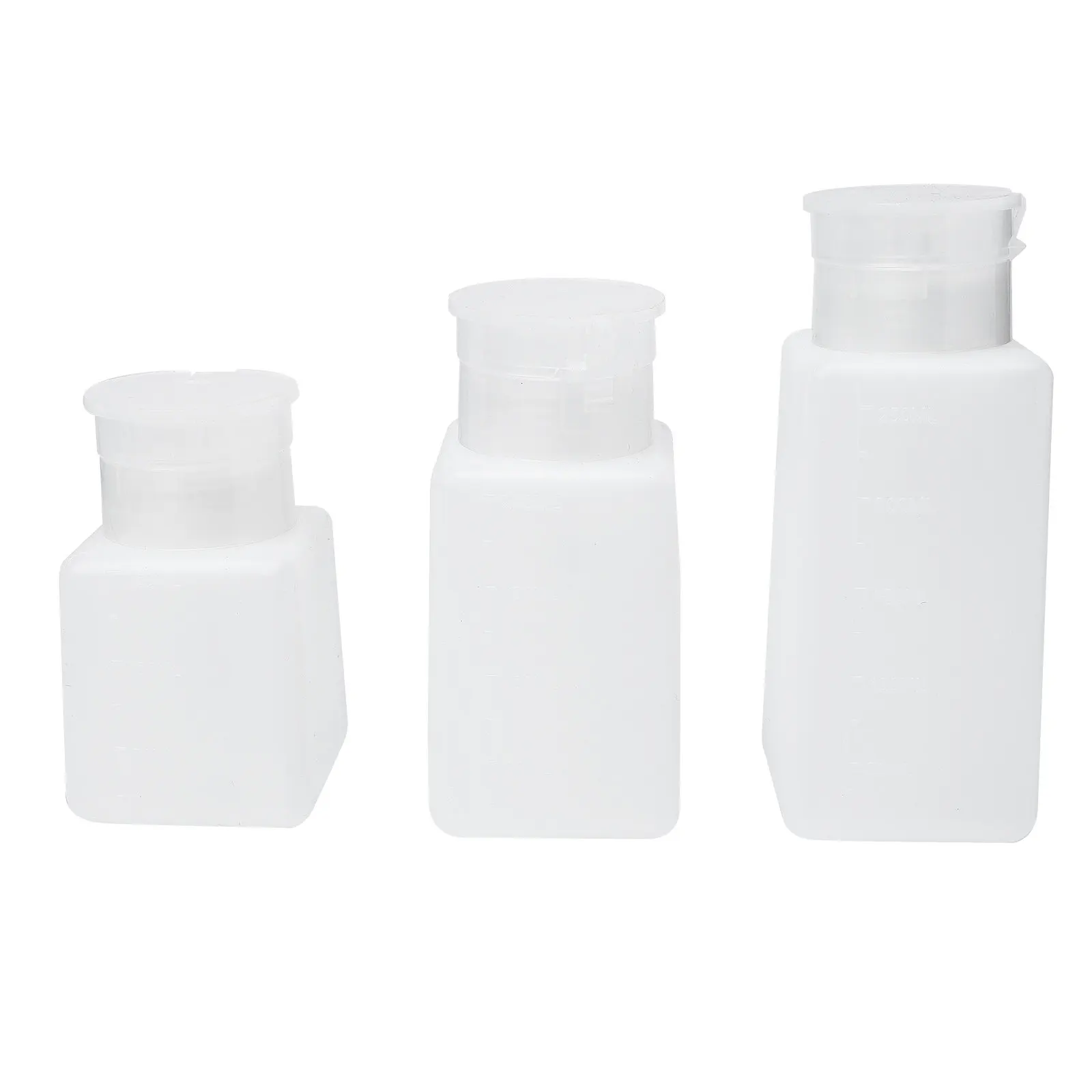 

3Pcs Pump Bottle Alcohol Dispenser Push Down Liquid Container Sturdy Plastic for Makeup Remover Nail Polish Solution Storage