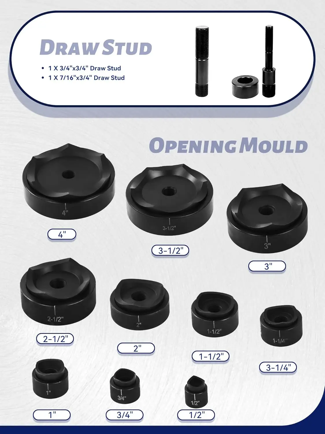 Hydraulic Knockout Punch Electrical Conduit Hole Cutter Set KO Tool Kit 1/2 to 4 inch (15T(1/2