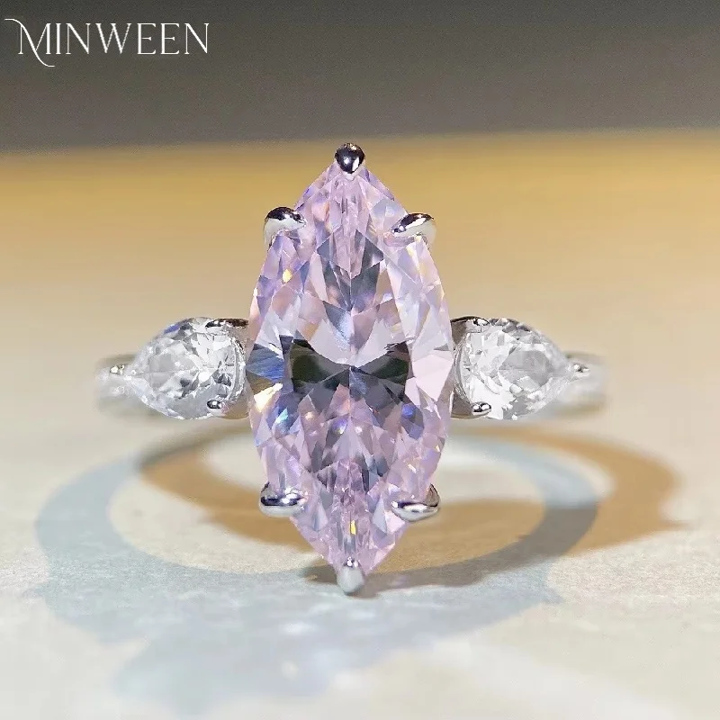 MINWEEN 7CT Lab Pink Diamond Ring With 925 Sterling Silver Marquise Cut Ring Luxury Engagement Wedding Ring Wholesale