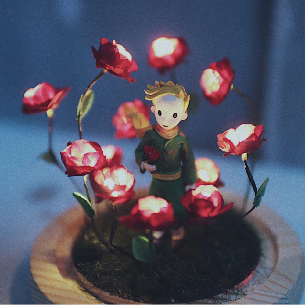 Prince And Rose DIY Nightlight Fairy Tales Home Ambient Lights Desktop Decorative Lights Valentine\'s Day Christmas Gifts