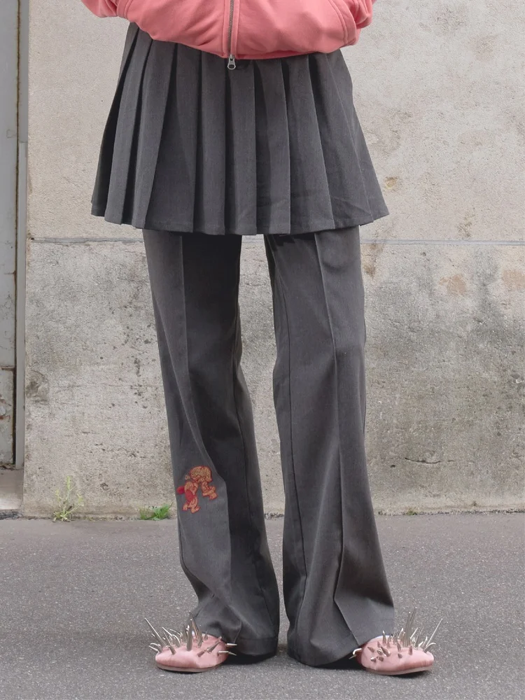 

Женские брюки-кюлоты HilihiliPark с вышивкой, имитирующие юбку, с высокой талией, прямые, длинные