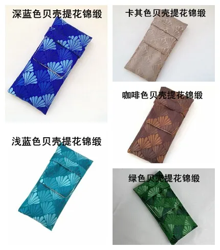 Chinese Style Pen Case 3-piece Set Stationery Pouch Blue Brocade Handmade Pencil Holder Portable Pen Sleeve Pencil Case