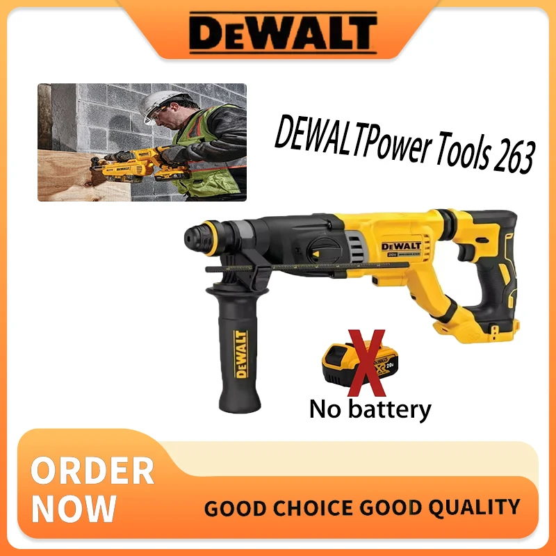 Dch263 28mm 1-1/8 polegadas sem escova sem fio martelo rotativo portátil 20v 3-em-1 martelo elétrico de lítio broca de impacto