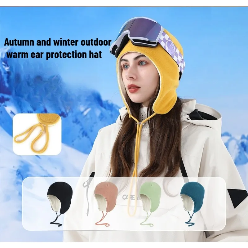 

Зимняя спортивная лыжная двухслойная шапка, теплая шапка для верховой езды, ветрозащитная флисовая шапка-ушанка