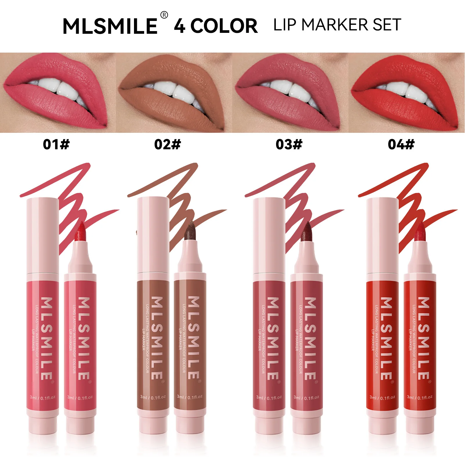 Mlsmil Non-Stick Lip Dye Pen Langdurige Gemakkelijk Te Kleuren Matte Lipliner Marker Lippenstift Waterpak