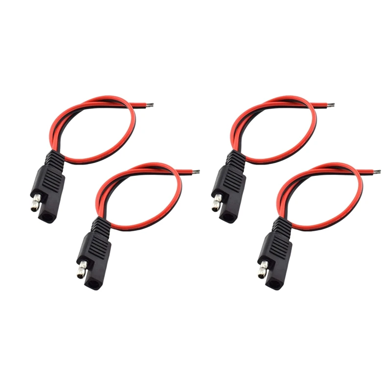 Cable de extensión SAE de 4 piezas y 18AWG, SAE de conector rápido 2 pines, enchufe de desconexión, Panel de batería Solar de 10A, Cable de enchufe SAE de 1 pies/30Cm