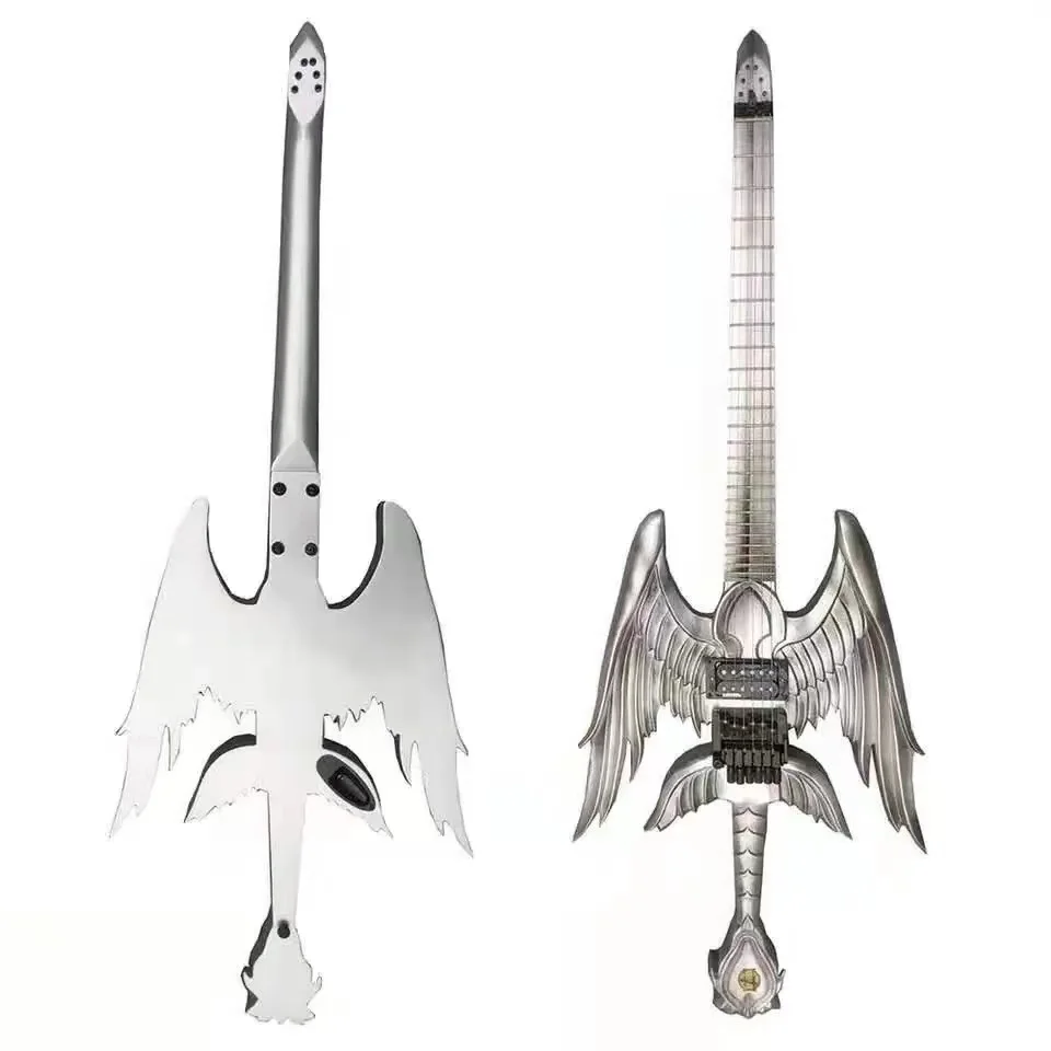 left hand6-string headless electric guitar, sword-shaped body, custom-made, two colors optional, free shipping