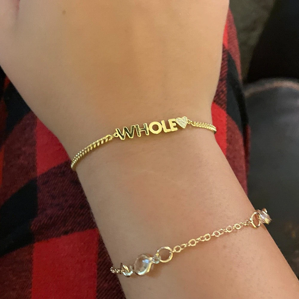 Pave Zircon Heart Name Bracelet Personalized Jewelry Custom Initials Name Bracelet Stainless Steel Curb Chain Pulseras De Mujer