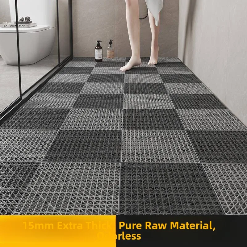 

Batoom Anti-Slip Mat Full Coverage ower Room Hollow out Toilet Floor Pad Interloing Puzzle Piece Design Water Resistant