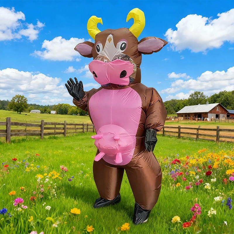 

Adult Inflatable Cow Costume Halloween Christmas Carnival Party Cosplay Mascot Prop Dress Up Holiday costume party suit prop