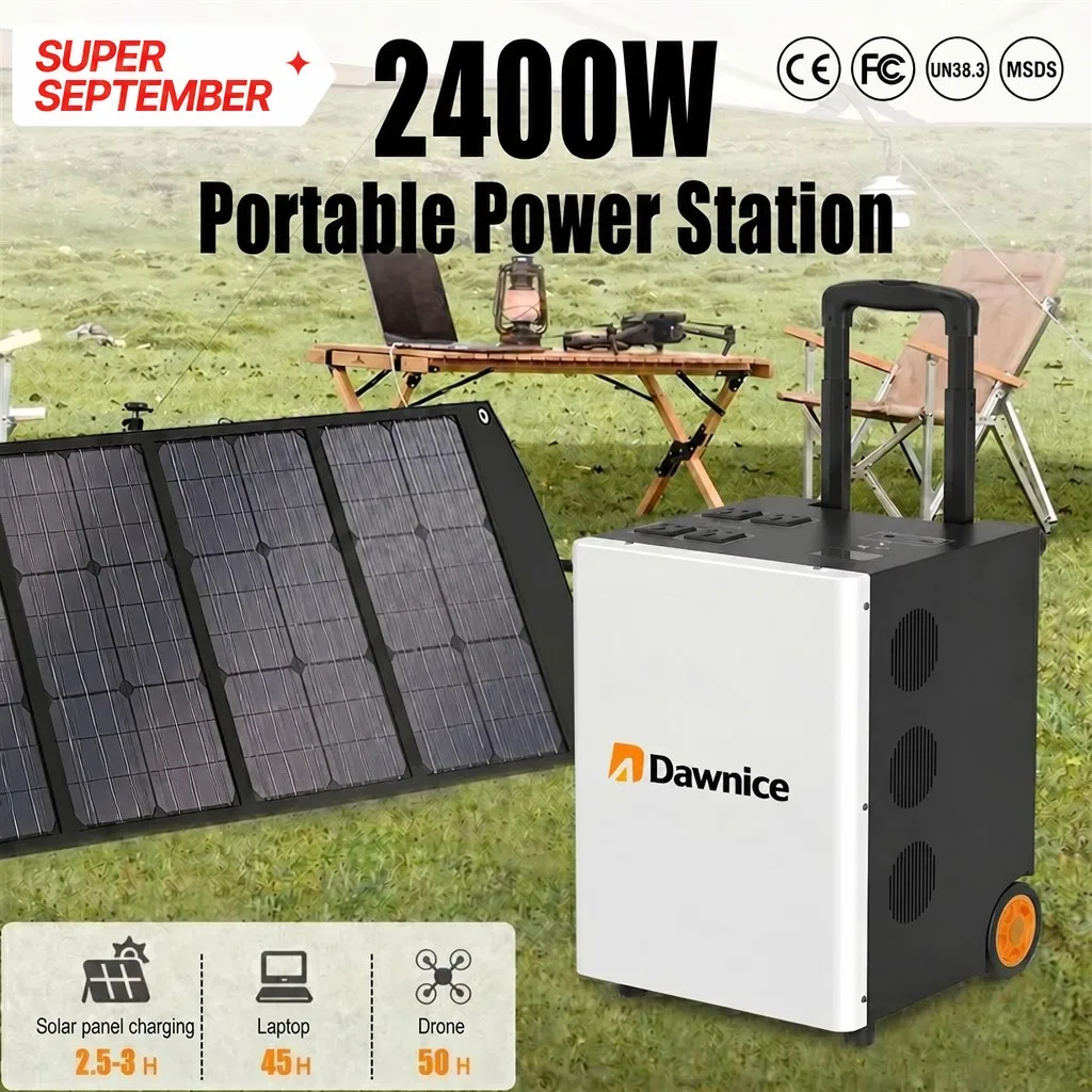 Outdoor Fast Charging LiFePO4 Portable Power Station 2400W Solar Generator Pure Sine Wave MPPT Type C Energy Storage Supply