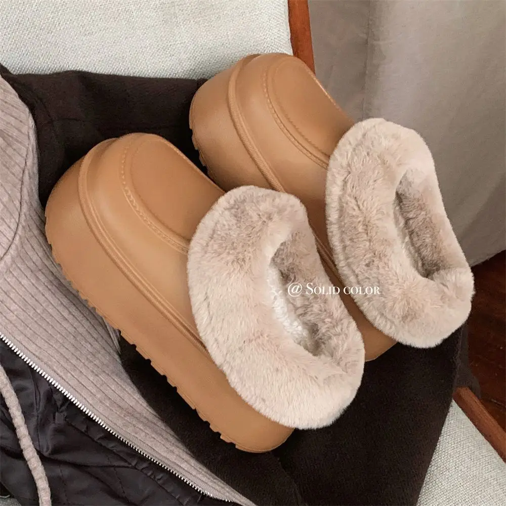 

Модные водонепроницаемые хлопковые тапочки на толстой подошве для женской уличной одежды, нескользящие, теплые и мягкие