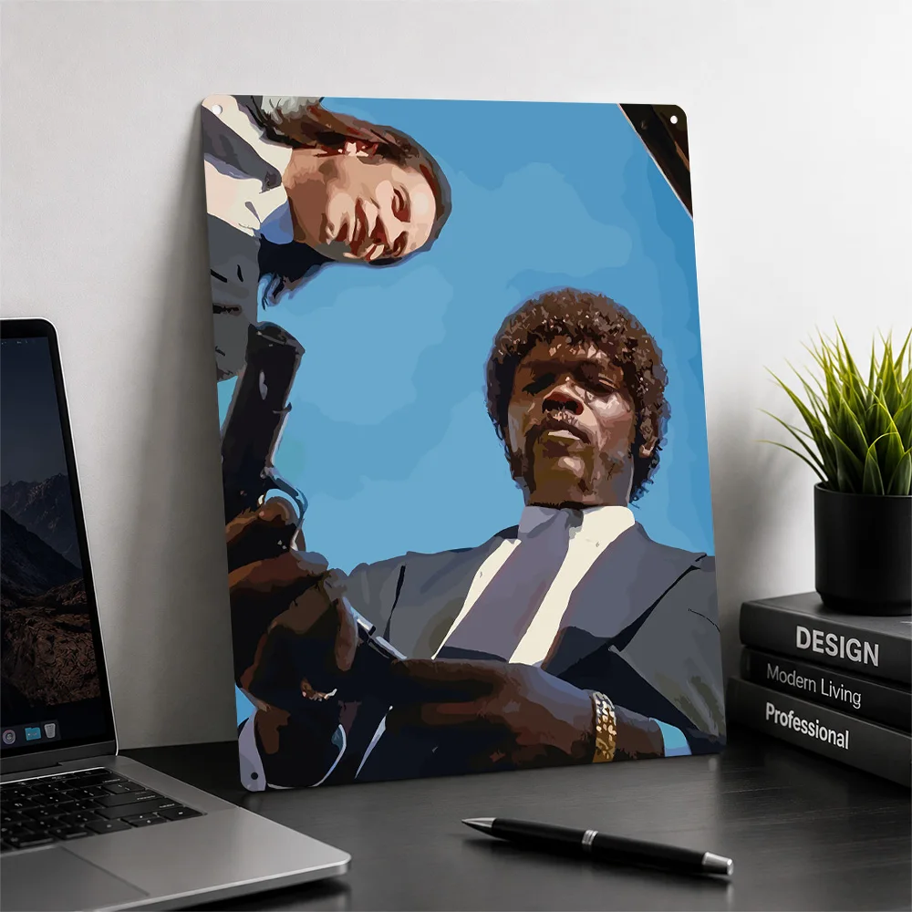 Pulp Fiction: Jules and Mia Metal Poster Perfect Gift for Fans Lovers Personalized Wall Art Metal Sign for Decor Room Wand Deko