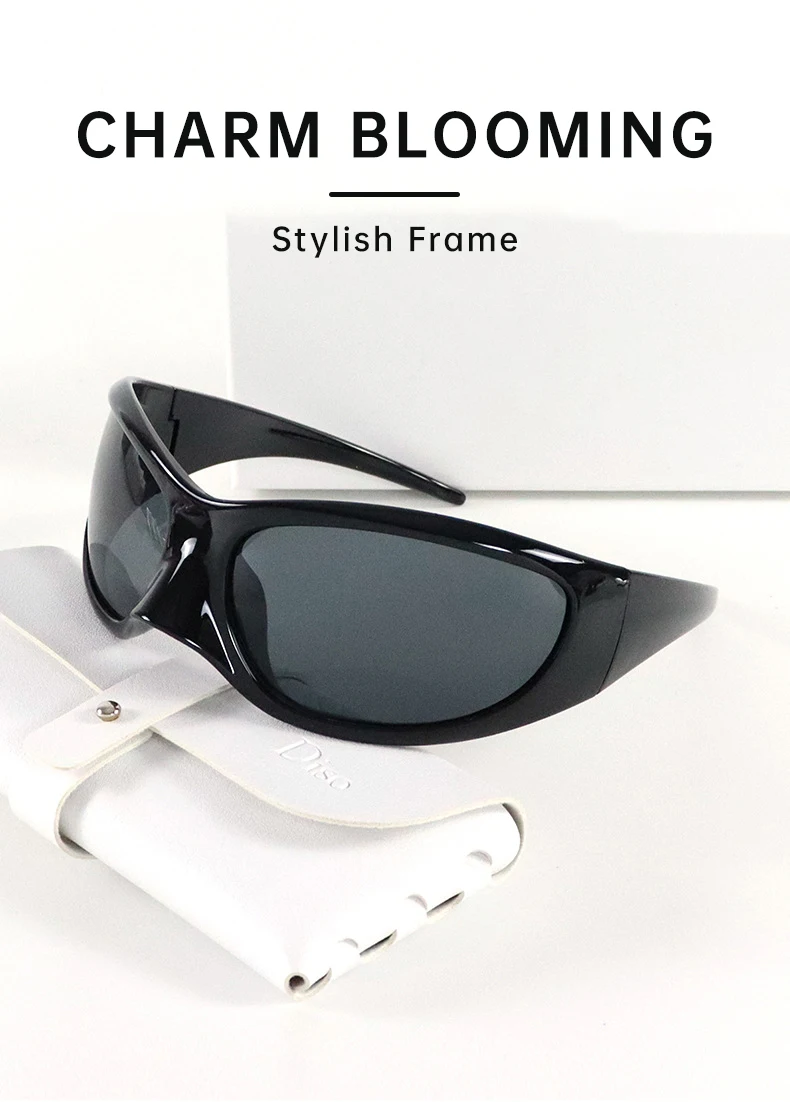 Übergroße Y2K-Punk-Sonnenbrille für Damen, 2026, Luxusmarke, Warp Around, Steampunk-Sonnenbrille für Damen, Shades, Vintage-Brillen, UV400 – Detail 2