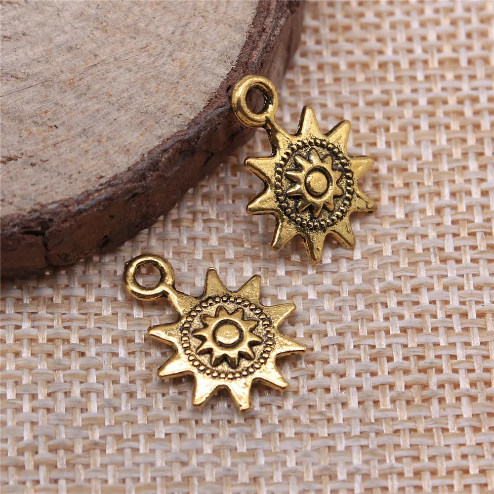 20Pcs/Lot Charms Small Sun 17*12mm Tibetan Gold Bronze Silver Color Pendants Antique Jewelry Making DIY Handmade Craft