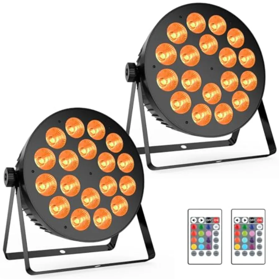 

DJ Stage Par Lights 2Pack: 180W RGBA LED with Remote and DMX Control - Perfect for Wedding Uplighting, Live Band Shows, Party E