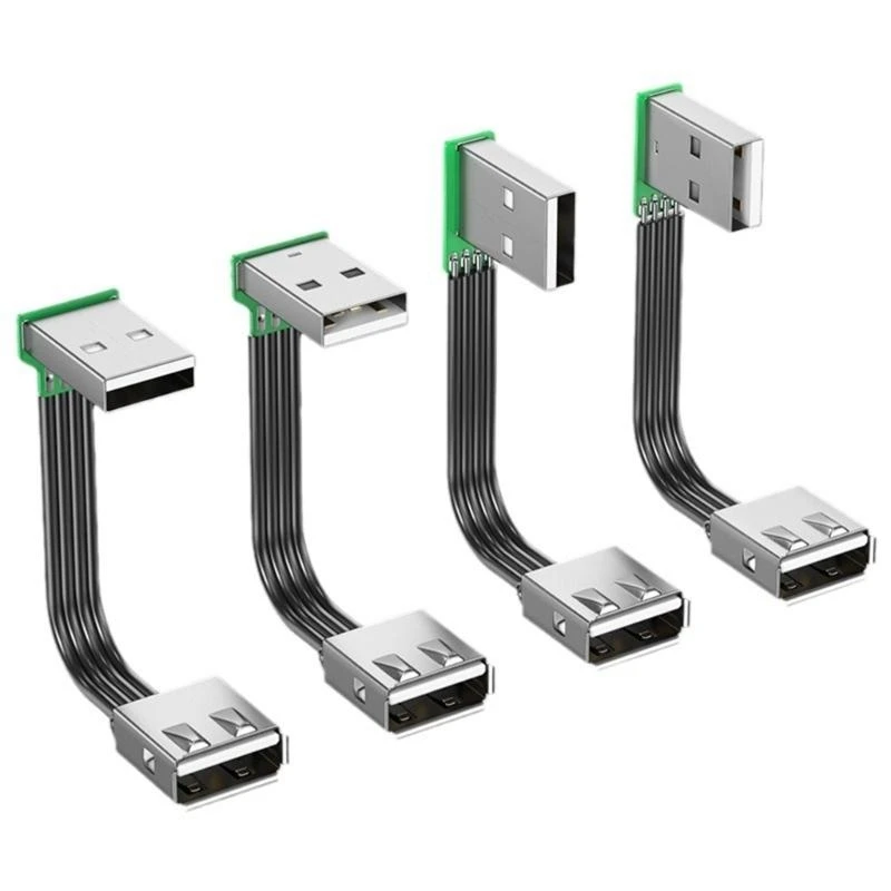 Super Flat Flexible USB 2.0 A Male To Female 90 Angled Extension Charging Data Cable USB Male To Female Right/Left/Down/Up