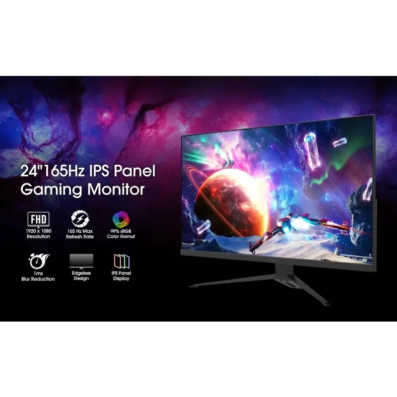 Игровой монитор POPULARPOPULAR24 дюйма IPS, 165 Гц, 144 Гц, Full HD (1920 x 1080) FreeSync Eye Care FPS RTS DisplayPort Встроенные колонки