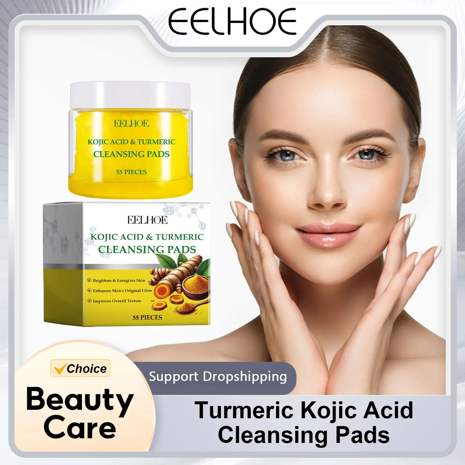 

EELHOE Turmeric Kojic Acid Cleansing Pads Moisturizer Exfoliating Smooth Skin Deep Cleansing Shrink Pores Brightener Skin Care