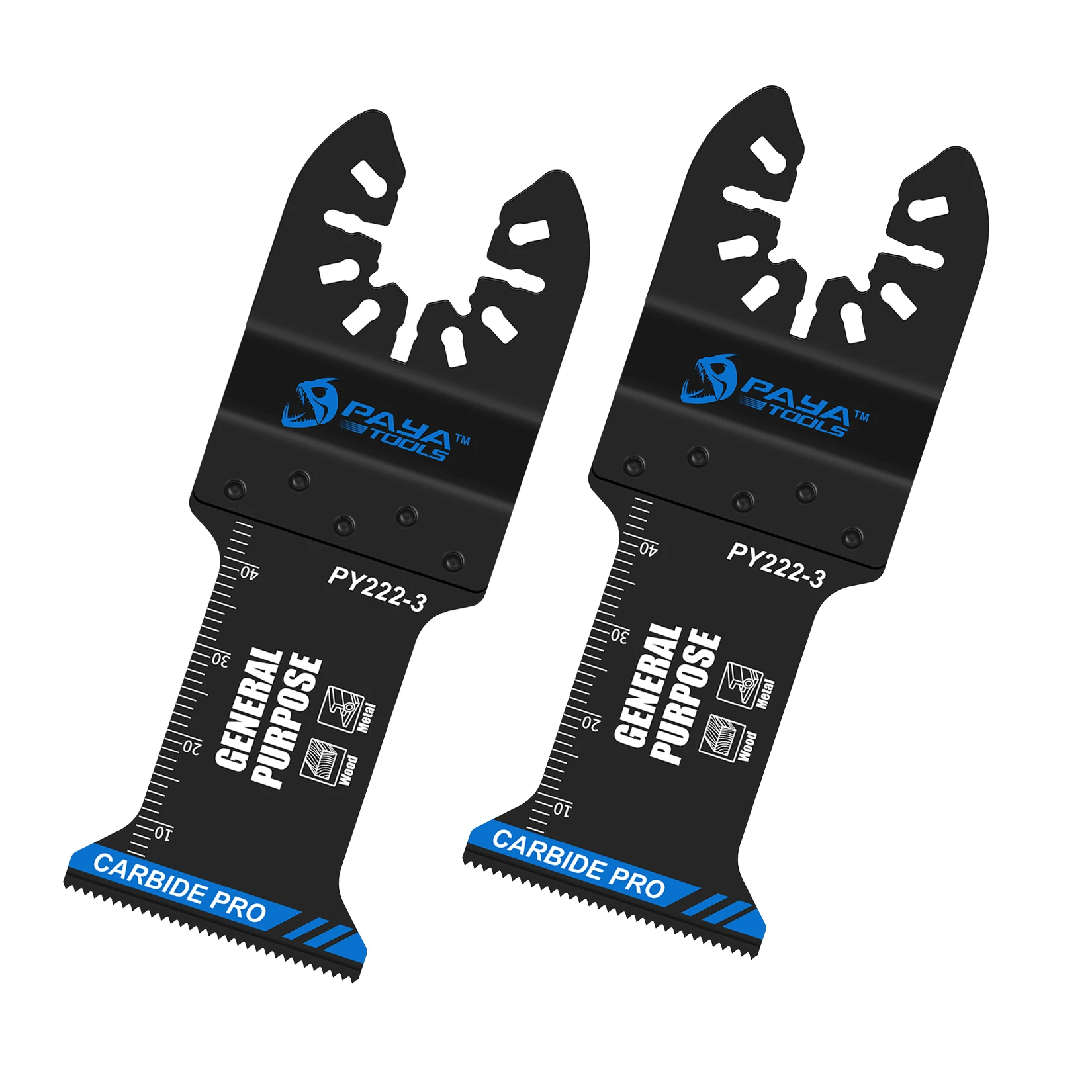 PAYA 2PCS Carbide Pro Oscillating Saw Blades Set General Purpose Quick Release for Wood with Nails Sheet Metal Aluminium Cutting