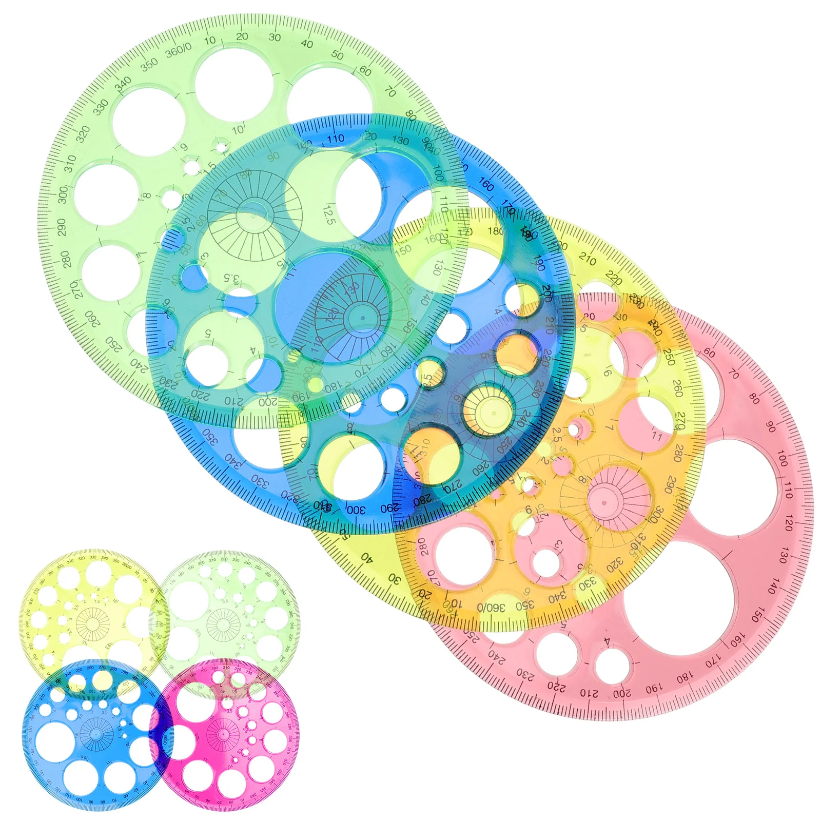 10 قطعة منقلة دائرة أداة قياس بلاستيكية للطلاب الرياضيات الهندسة صياغة 360 درجة حاكم المحمولة المنقلة