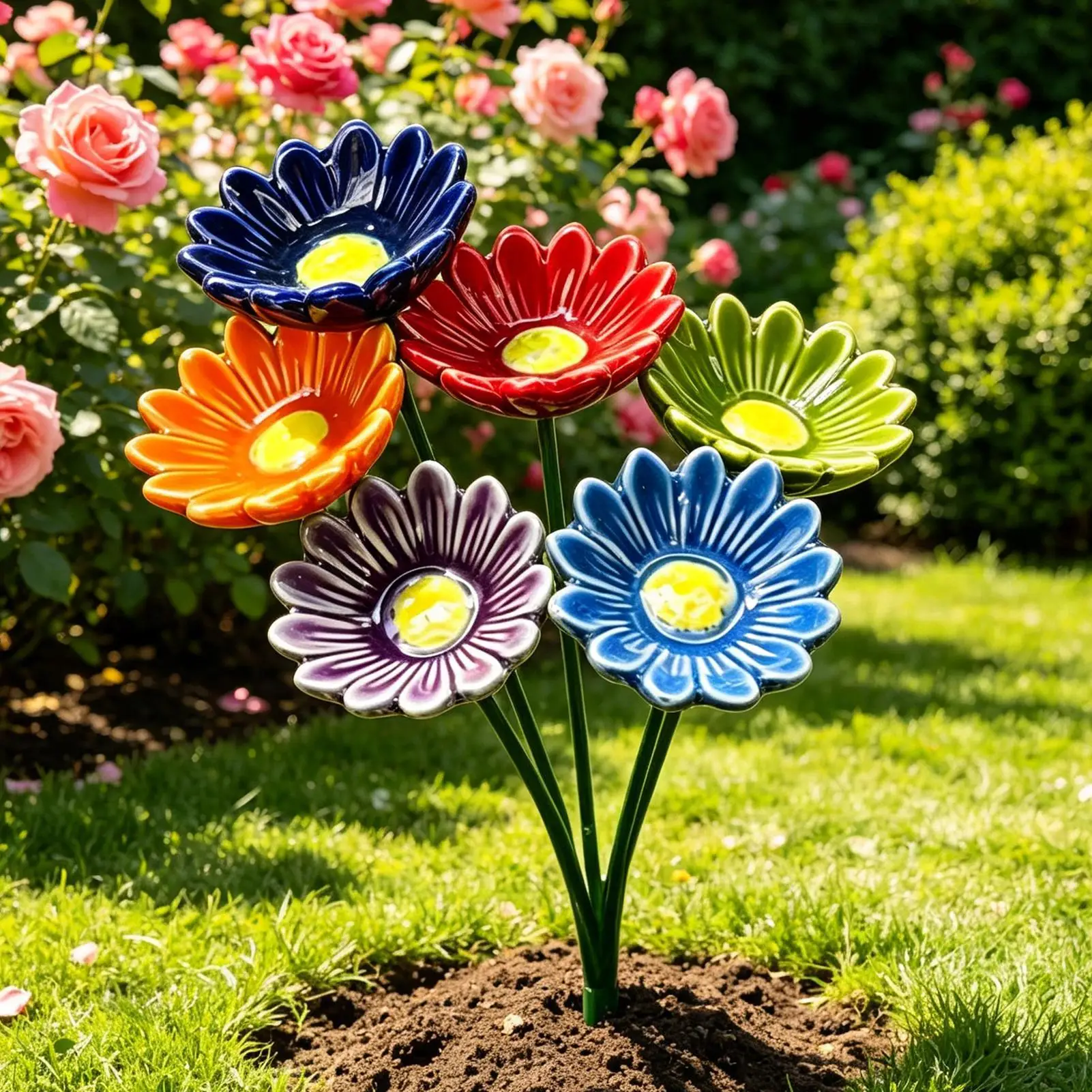 Garden Bee Watering Station 6 Pieces Ceramic Flower Bird Bath Bee Water Feeder For Bird Butterfly Drinking Yard Patio Lawn