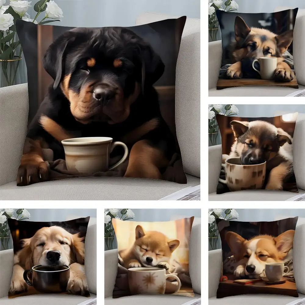 

Cute Dogs Golden Retriever Cushion Cover Short plush Double-sided Print Square Throw Pillow Covers Sofa Home Cushion Decor