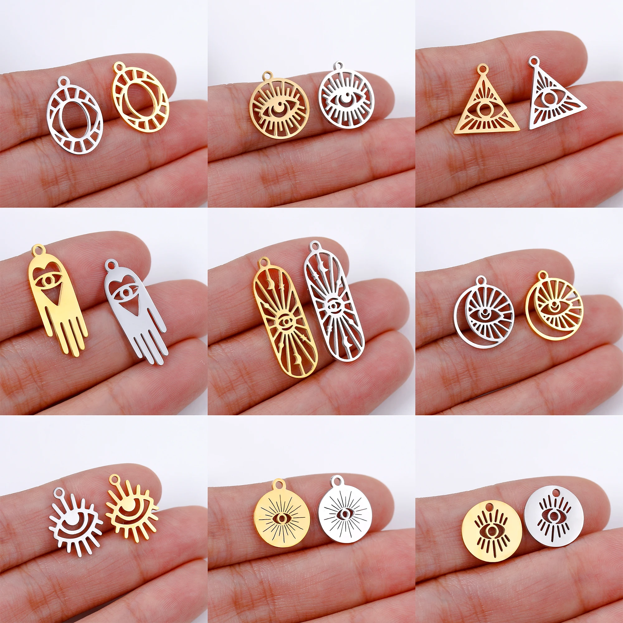 5pcs/Lot Stainless Steel Charms The Devil\'s Eye Pendant For Making Findings DIY Necklace Bracelet Earrings Jewelry Accessories