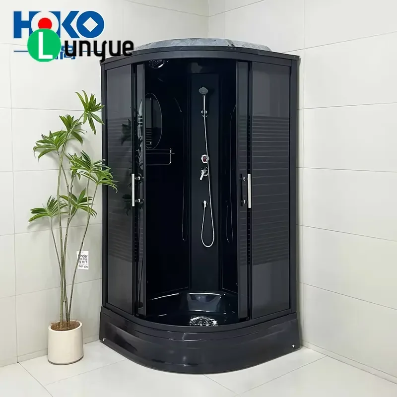 Modern Black Acrylic Sliding Tray with Matte Black Frame for Bathroom Steam Room Hotel Indoor Shower Storage Organizer