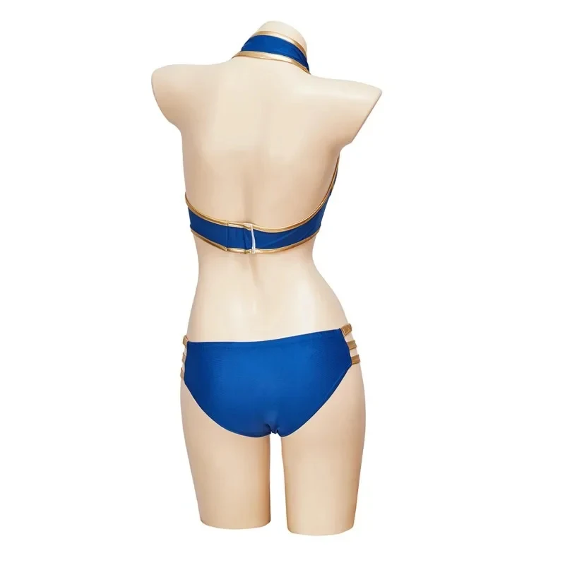 ✦2026✦Game Chun Li Bikini Cosplay Costume Sexy Blue Qipao Swimsuits with Headgears for Women Carnival Party Pool Parties Anime ✦ view 2