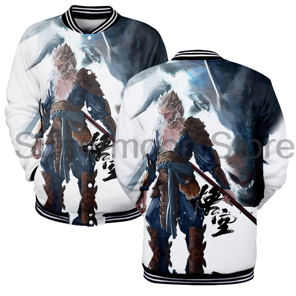 Black Myth Wukong-Chaqueta de béisbol para hombre y mujer, ropa de calle de manga larga, uniforme, sudaderas 3D, 2024