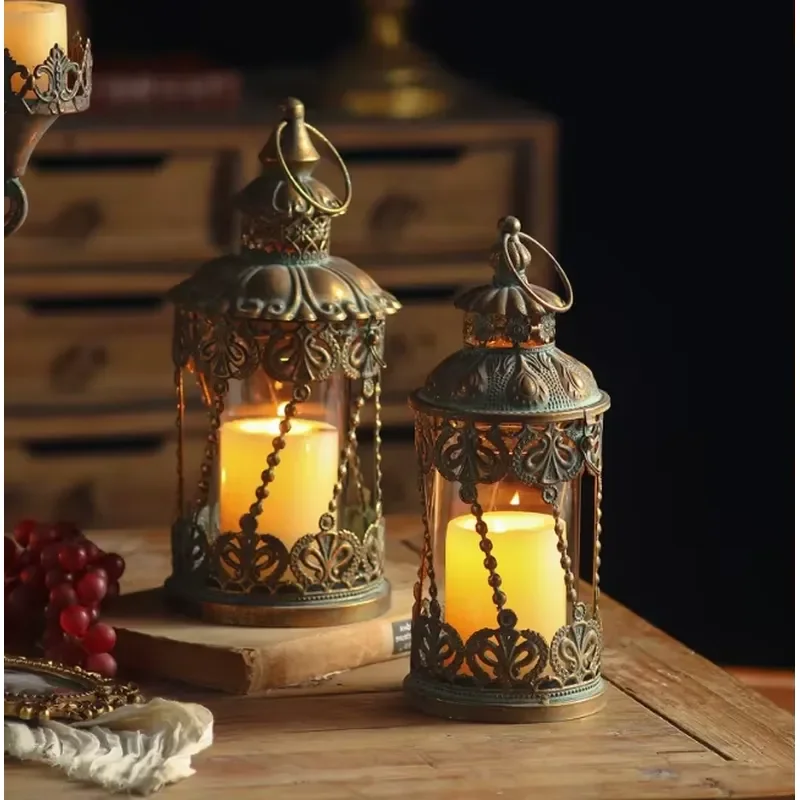 Vintage Wrought Iron Candle Holder European Style Home Decor Centerpiece Table Ornament for Living Room Wedding Party