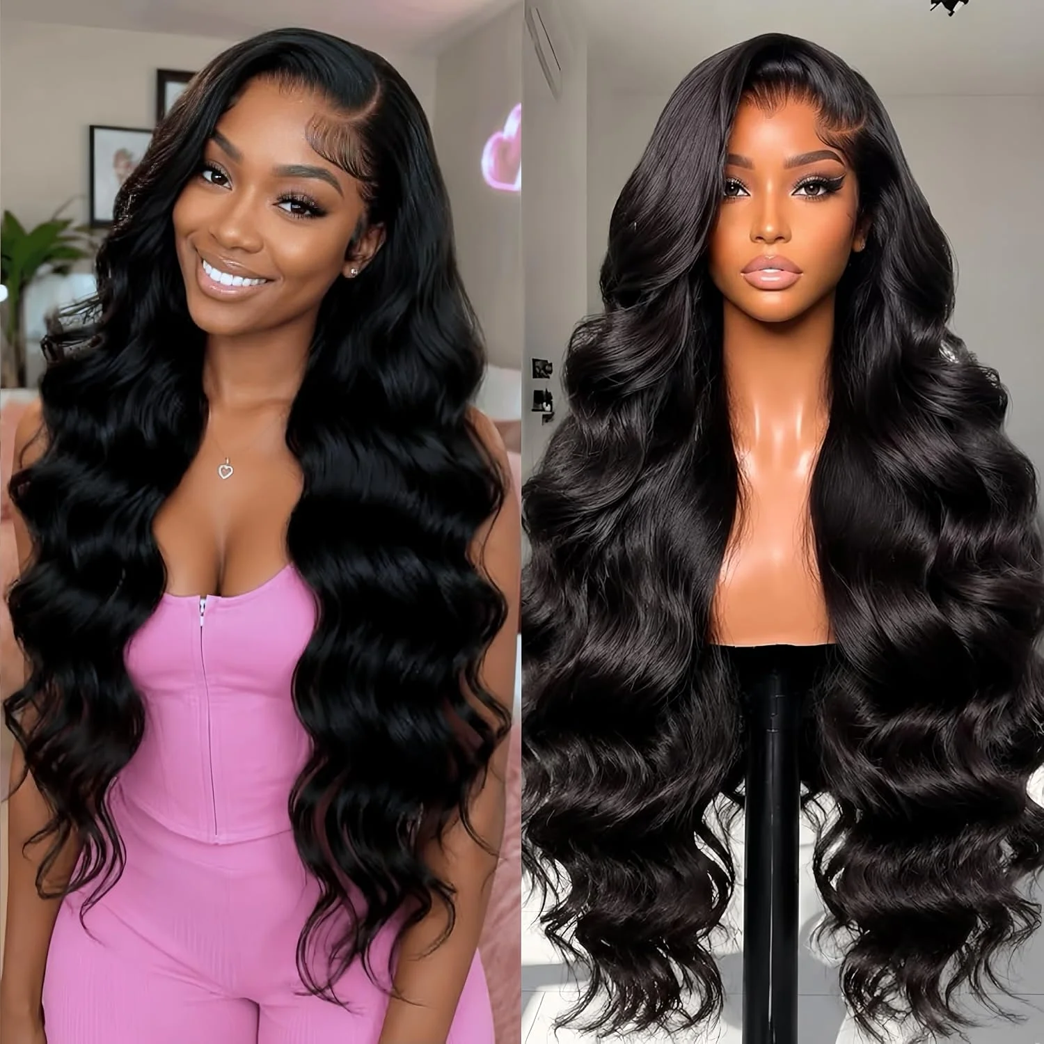 Body Wave Human Hair Wig 13x6 HD Lace Front Wigs Human Hair 200 Density Natural Black Human Hair Wig Pre Plucked HD Lace Frontal Wigs Human Hair  7x6 Glueless Wigs for Women