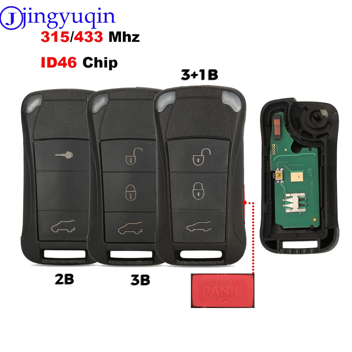 Jingyuqin 2/3/4 botones remoto 315/433MHZ carcasa de llave de coche plegable para Porsche Cayenne GTS ID46 PCF7946