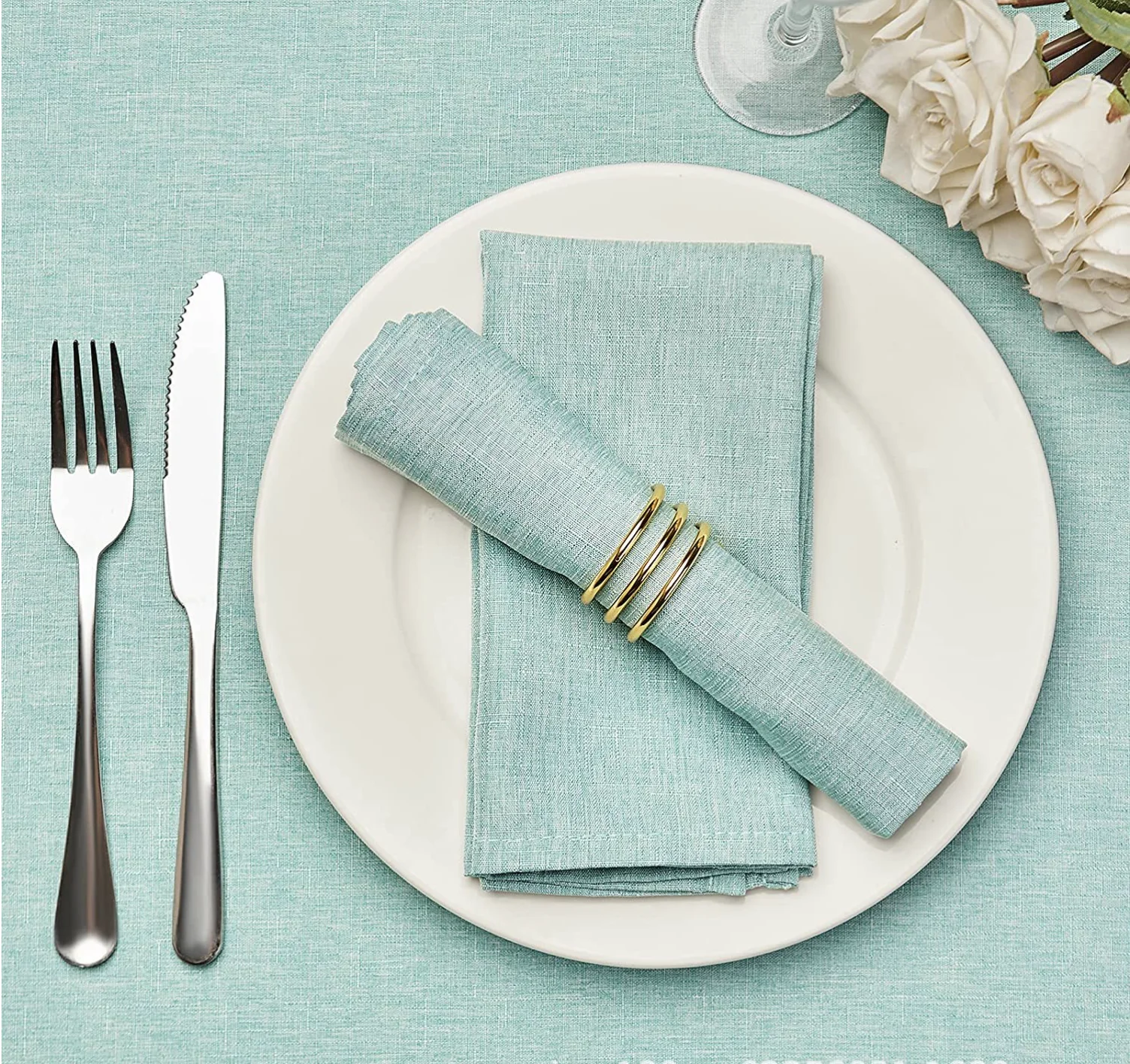 Cloth Napkins Set of 12, Premium 17 x 17 Inch Solid Washable Linen Style Napkins, Soft Table Napkin for Wedding Party Restaurant