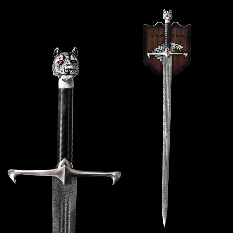 Jon Snow Longclaw House Stark Sword, Stainless Steel Blade, Wooden Sheath, Wall Hanging Stand, Room Decoration, Gift , Props